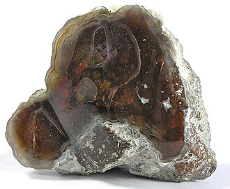 Agate specimen: blue and brown mineral