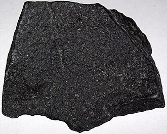 Basalt specimen: black and dark gray igneous rock