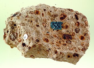 Bauxite specimen: reddish brown and tan mineral
