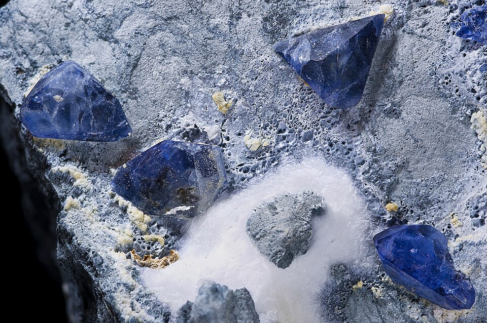 Benitoite specimen Benitoite specimen: blue and colorless mineral
