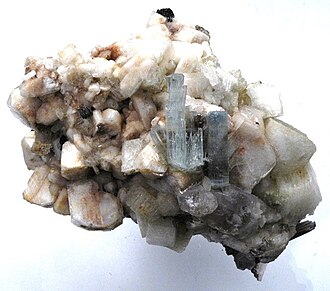 Beryl specimen: green (emerald) and blue (aquamarine) mineral