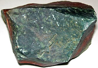 Bloodstone specimen: dark green with red spots mineral