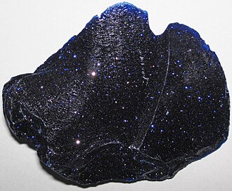 Blue Goldstone specimen: dark blue and navy material