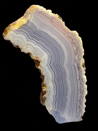 Blue Lace Agate specimen: pale blue and white mineral