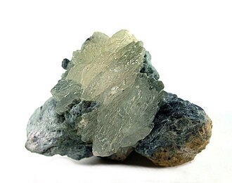 Brucite specimen: white and pale green mineral