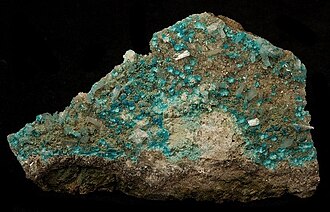 Cavansite specimen: bright blue and deep blue mineral