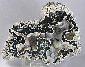 Chalcedony specimen: blue-gray and white mineral