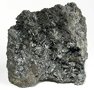 Chalcocite specimen: blackish lead-gray and black mineral