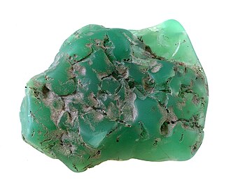 Chrysoprase specimen: apple-green and green (sometimes with darker spots) mineral
