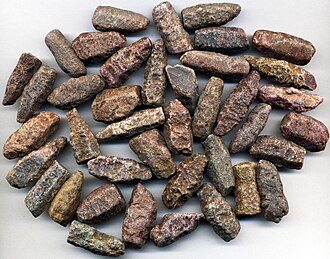 Corundum specimen: red (ruby) and blue (sapphire) mineral