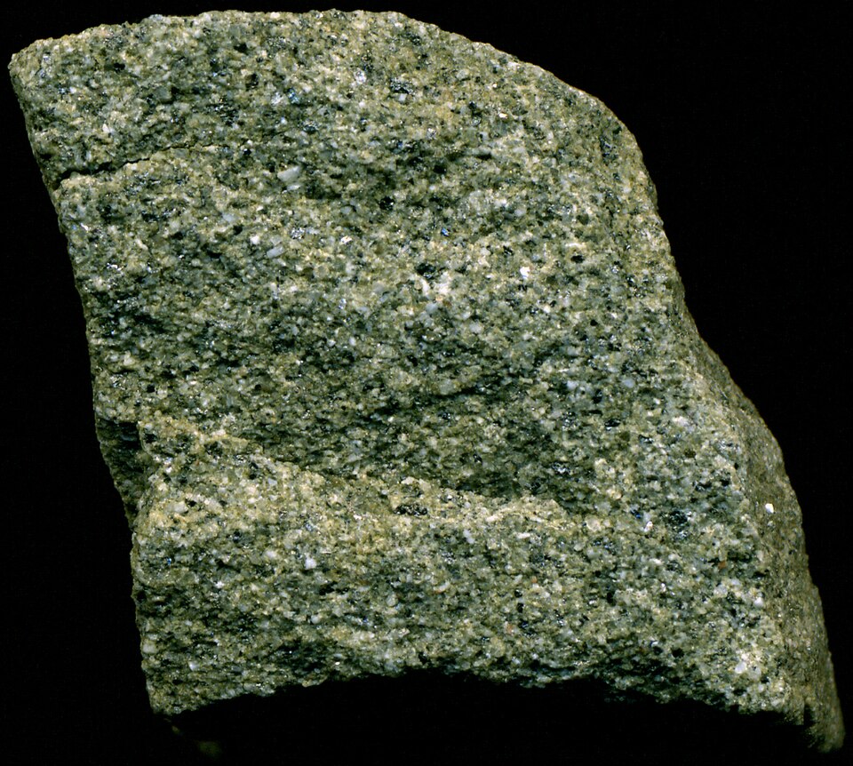 Graywacke specimen Graywacke specimen: dark gray and greenish gray sedimentary rock