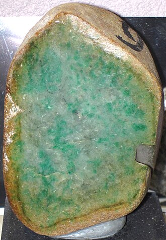 Jadeite specimen: green and white gemstone