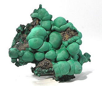 Malachite specimen: green and dark green mineral