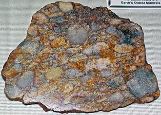 Metaconglomerate specimen: gray and white metamorphic rock