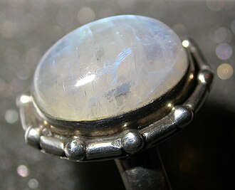 Moonstone specimen: white and gray gemstone