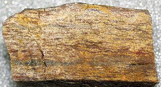 Mylonite specimen: gray and black metamorphic rock