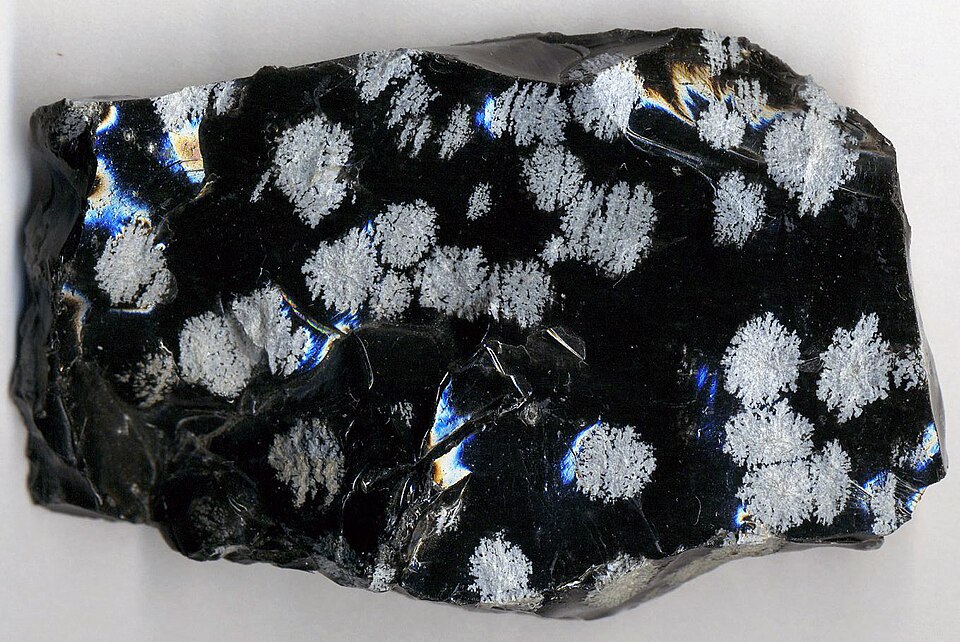 Snowflake Obsidian specimen Snowflake Obsidian specimen: black and black and white igneous rock