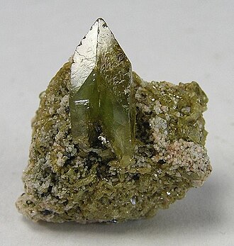 Titanite specimen: green and yellow mineral