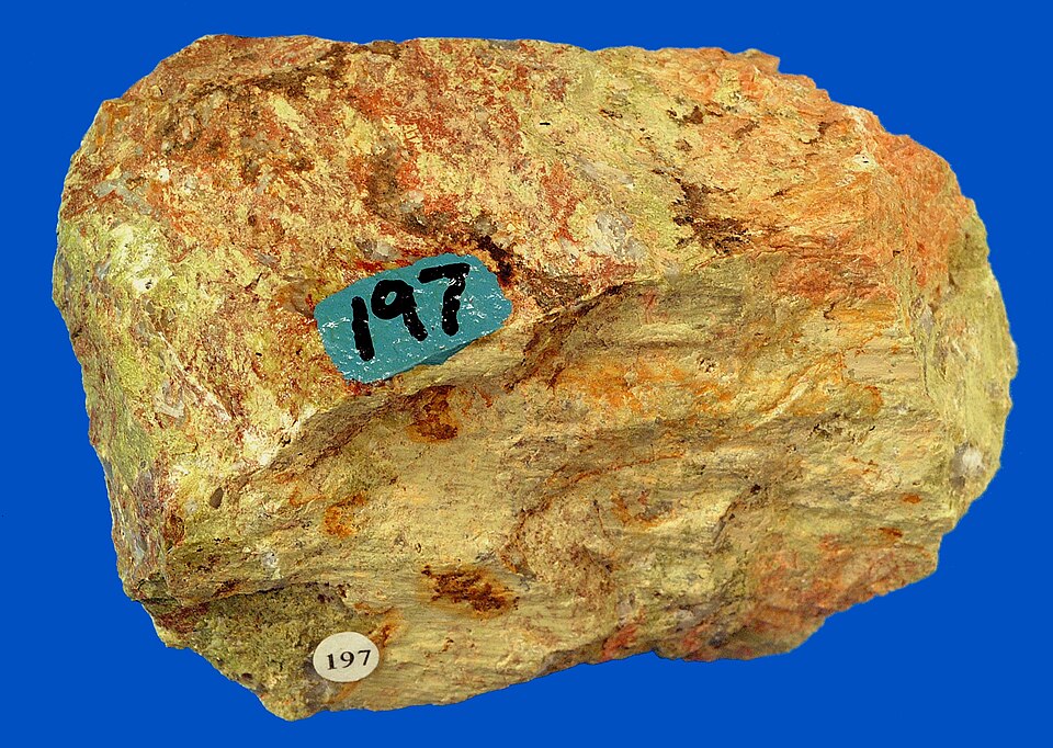 Unakite specimen Unakite specimen: pink and green mottled and salmon metamorphic rock
